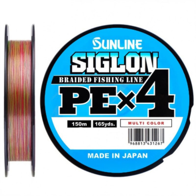 Леска плетеная (шнур) SUNLINE SIGLON PE×4 MULTICOLOR 150m. 