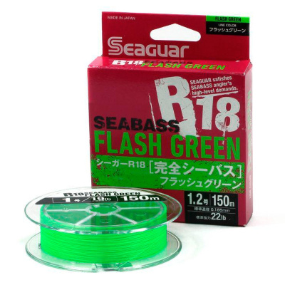 Леска плетеная (шнур) SEAGUAR R-18 KANZEN SEABASS FLASH GREEN X8 