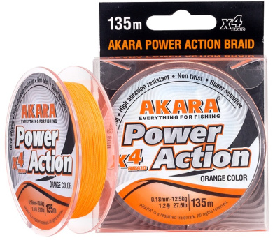 Леска плетеная (шнур) AKARA POWER ACTION X-4 ORANGE 