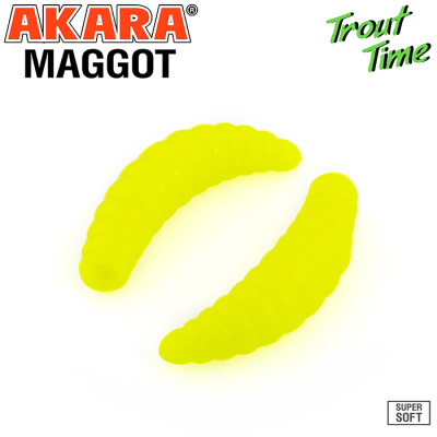 Приманка силиконовая (мягкая) AKARA TROUT TIME MAGGOT чеснок (MG1/6-04Y-GR-F10 / 1,6" / 04Y)