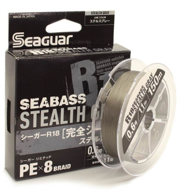 Леска плетеная (шнур) SEAGUAR R-18 KANZEN SEABASS STEALTH GRAY X8 